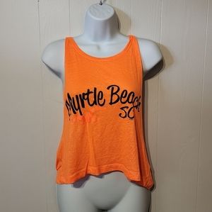 Myrtle‎ Beach Tank Top Large  Orange Drop Armhole Sports  Summer Vacation A22